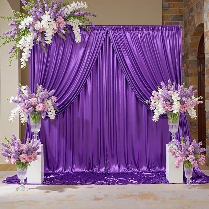 20x10ft Thick Purple Glitter Backdrop Curtain Panels for Parties, Wrinkle Free Sequin Sparking Photo Backdrop Drapes, 4 Panels 5x10ft Shimmer Back Drop Cloth for Wedding Birthday Photography - Image 2