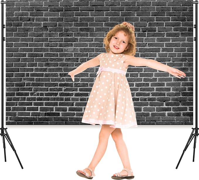 7x5 Ft Brick Wall Party Backdrop Fabric Black Brick Sign Photo Backdrops | Background for Halloween Party Wedding Graduation Home Decoration Photo Booth Prop Banner - Image 3