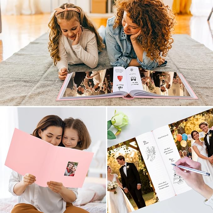 Aevdor 8x10 Photo Album, 100 Pockets, Linen Cover, Writing Space, Pink | Fits 8x10 Photos, Graphic Designs, Watercolors and Drawings, Doubles as an Art Portfolio - Image 8