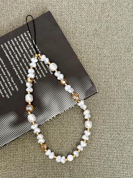 Beaded Phone Charm Lanyard Strap Girly Style Fixed Beads Pearl Lanyards - Image 3