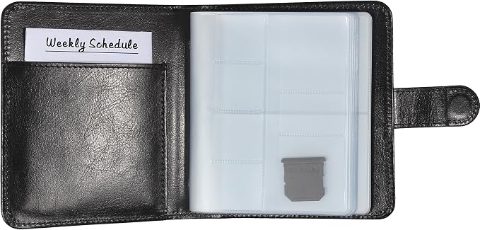 Wisdompro Business Card Organizer Book with 64 Card Slots, Black | Premium PU Leather, Wallet Name Credit ID Card Holder Case with Magnetic Shut, 14 Extra Small Cells for Memory Cards - Image 3