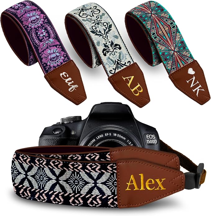 Art Tribute Custom Camera Strap Golden Embroidey - Add Your Text and We Make It Especially For You Get Your Own Personalized Gift Camera Strap, No Shipping Cost! by ArtTribute