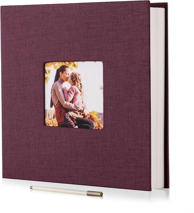 HoneyTolly Large Photo Album Self Adhesive, DIY Scrapbook Album for 3x5 4x6 8x10 Pictures, 60 Pages Linen Cover Memory Book, Ideal Gift for Family Wedding Baby Christmas Anniversary(Purple) by HoneyTolly