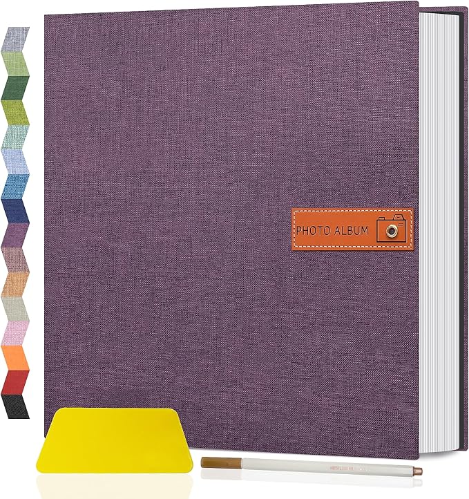 Popotop Large Photo Album Self Adhesive 4x6 5x7 8x10 Scrapbook Album DIY Picture Book,Gifts for Mom,Family Baby and Wedding,with Metal Pen and Plastic Board by Popotop