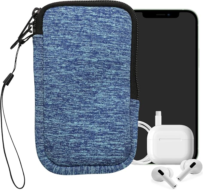 kwmobile Universal Phone Pouch Size M - 5.5" - Neoprene Smartphone Pouch with Zip - Water-Repellent Mobile Phone Case - Sleeve in Ocean Blue/Light Blue - Image 8