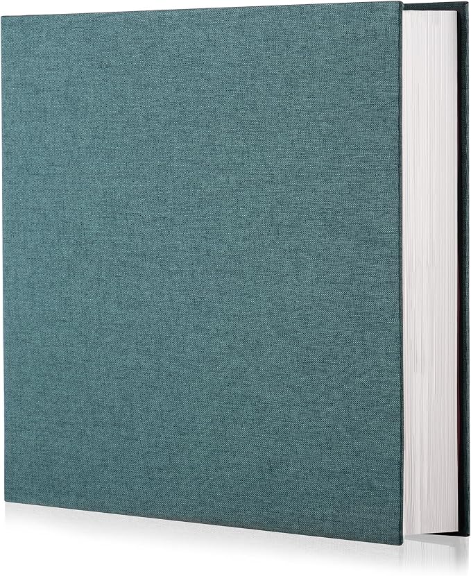 Photo Album - Self Adhesive Scrapbook with Magnetic Linen Cover, 30 Blank Pages for Family, Wedding, Birthday, Christmas, Anniversary (Dark Green) by HenPisen