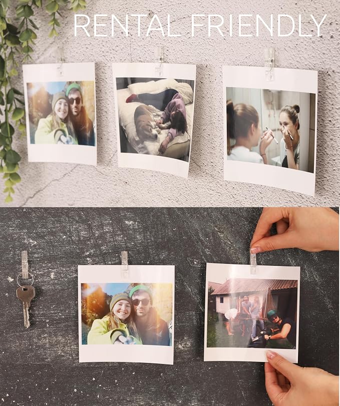 20 Pack Mini Self Adhesive Clips for Pictures - Clip Photo Holders for Wall, Photo Cards Hanging Display Board & Picture Boards, Artwork Photos Holders Hangers Room Decor (Clear) - Image 4
