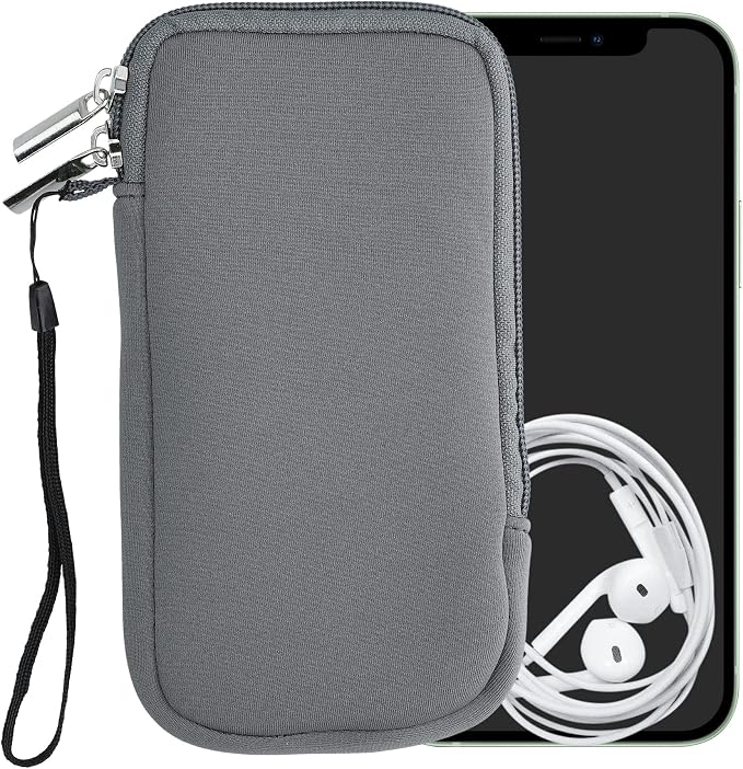 kwmobile Universal Phone Pouch Size XL - 6.7/6.8" - Neoprene Smartphone Pouch with Zip - Water-Repellent Mobile Phone Case - Sleeve in Stone Dust - Image 5
