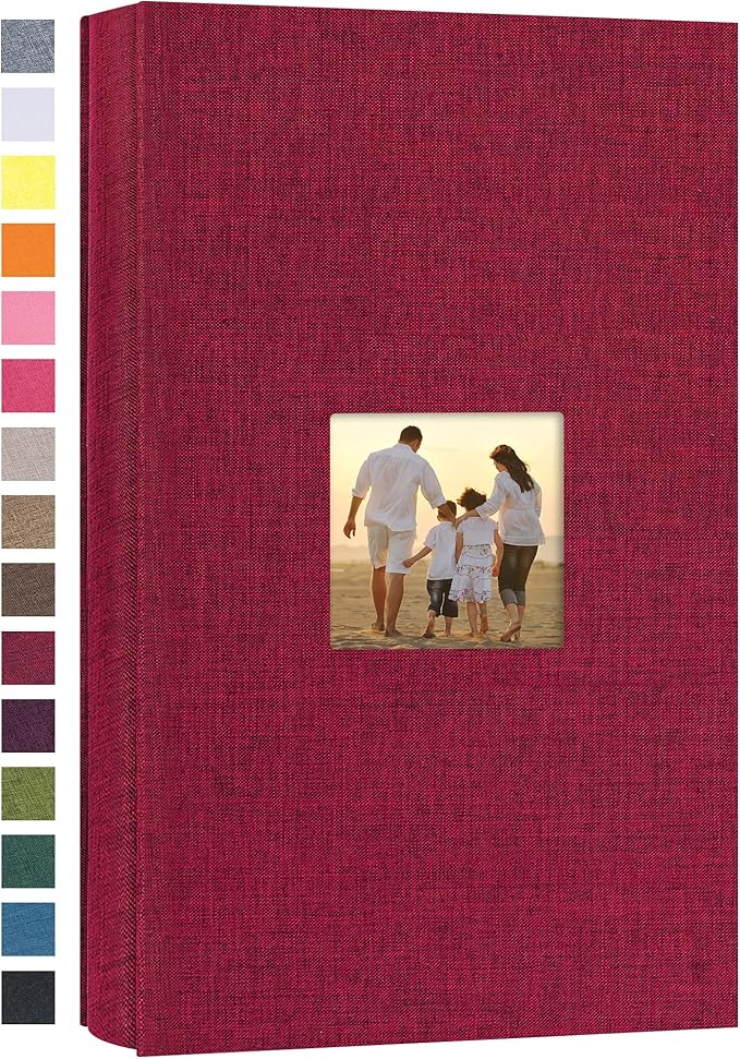 potricher Photo Album 4x6 Pictures, 300 Pockets, Linen Cover, Red | Linen Cover, Front Window, Large Capacity 4x6 Picture Albums, Photo Book for Family, Wedding, Anniversary, Baby, Keepsake by potricher