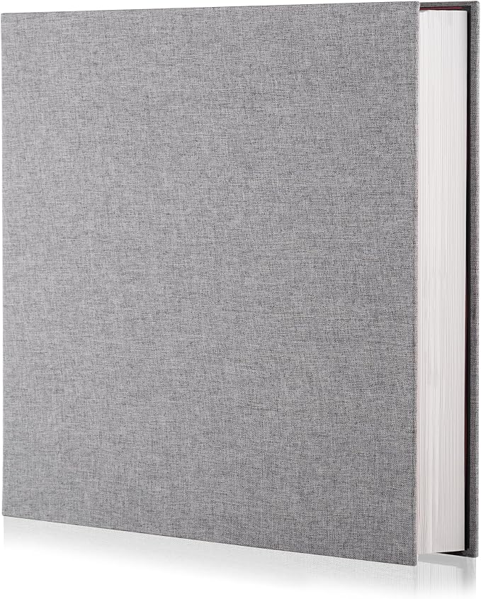 Photo Album Self Adhesive Scrapbook Album for 4×6 Pictures DIY Magnetic Linen Cover Album 30 Blank Pages for Family Wedding, Birthday, Christmas, Anniversary (Grey) by HenPisen