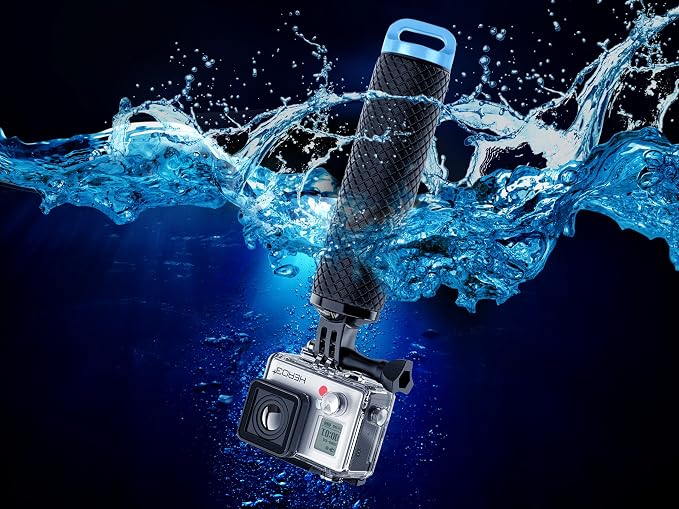 Floating Hand Grip Waterproof Monopod for GoPro Hero 13 12 11 10 9 8 7 6 5 | Compatible with Hero Session Black Silver Handler & Handle Mount Accessories Kit for Water Sport & Action Cameras (Blue) - Image 5