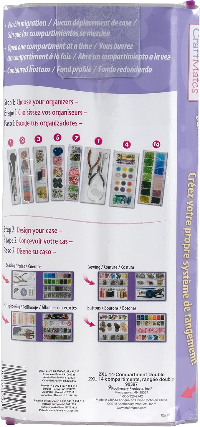 Craft Mates Bead Organizer and Plastic Storage Containers for Crafts, Buttons, Pins and More, 14 Locking Compartments, 2XL, Clear Lids | Clear Plastic Storage for Buttons, Pins, Jewelry, Diamond Art & Craft Supplies, Large Portable Organizer for Crafters - Image 4