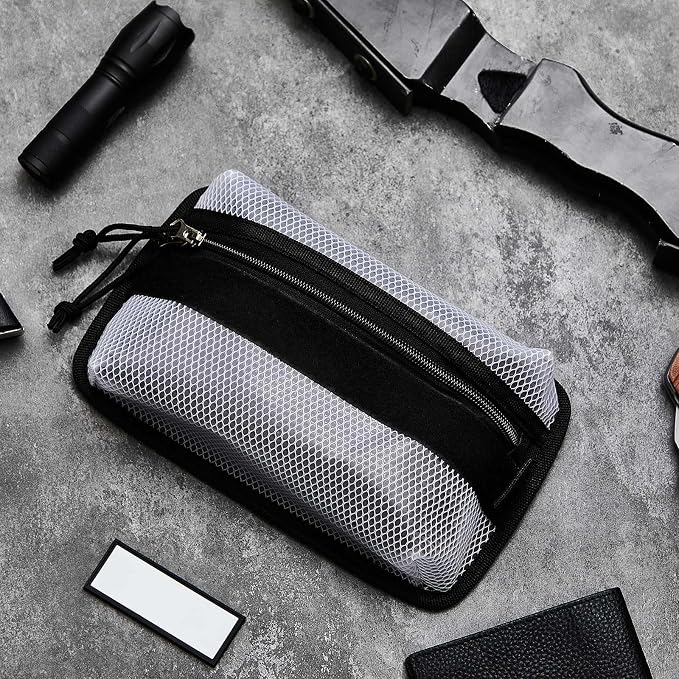Aliceset 2 Pcs Tactical Pouch Admin Pouch Tactical Bag Insert Panel Organizer with Writable Patches, Molle Panel Accessories Utility Storage Pocket Accessories(Black, White,Classic Style) - Image 6