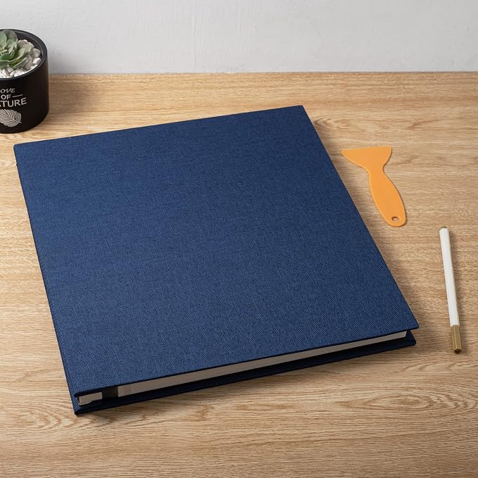 Large Photo Album Self Adhesive Scrapbook Album for 4×6 5×7 8×10 Pictures DIY Magnetic Linen Cover Album 60 Pages for Family Wedding Gifts with Metal Pen and Plastic Board - Image 6