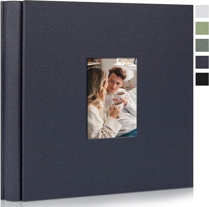 Photo Album 4x6 Pictures 600 Pockets Linen Cover Gray Blue | Front Window, Large Picture Book, Memory Book, Family Travel Wedding Keepsake by Remowith
