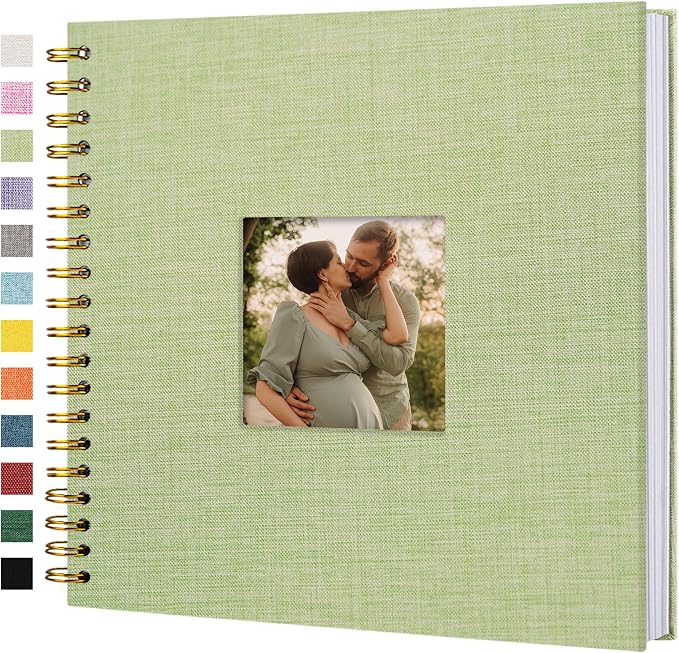 10"x10" Scrapbook Photo Album Linen Cover 40 Sheets 80 Pages White Paper | Grass Green Hardcover Kraft White Pages Memory Book, for Travel Wedding Guest Book Christmas Baby Fits 4x6 & Instant Photos by Hiwhy