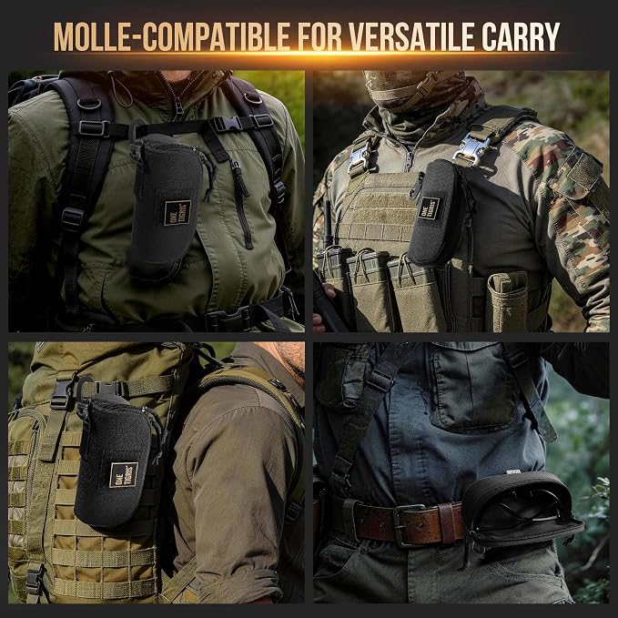 ONETIGRIS Hard Shell Sunglasses Case MOLLE Tactical Eyeglasses Pouch | Fits Most Regular Glasses, 1000D Nylon Glasses Case, Shockproof & Crush-Proof PP Liner, Inner Pocket, Two Way Zipper - Image 7