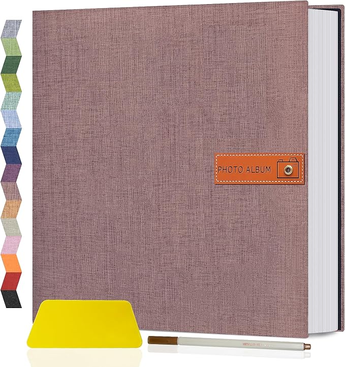 Popotop Large Photo Album Self Adhesive 4x6 5x7 8x10 Scrapbook Album DIY Picture Book,Gifts for Mom,Family Baby and Wedding,with Metal Pen and Plastic Board by Popotop
