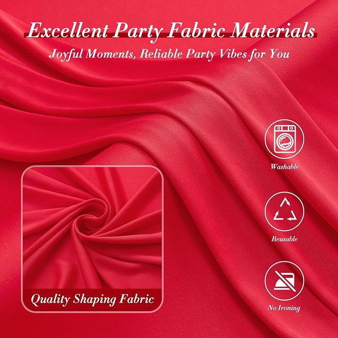 40ft x 10ft Wrinkle Free Red Backdrop Curtains for Parties, Polyester Photo Backdrop Drapes 8 Panels 5x10ft for Weddings Birthday Party Christmas Photography Background for Backdrop Stand - Image 4