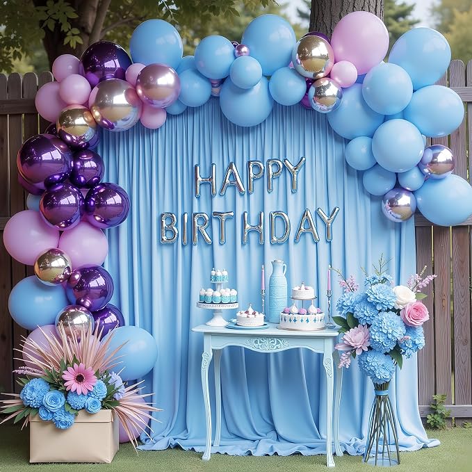 Blue Backdrop Curtain for Wedding Parties Backdrop Drapes 10x10FT | Wrinkle Free Polyester Curtain Backdrop Draping Fabric for Backdrop Photoshoot Birthday Party Background,2 Panel 5x10FT - Image 5