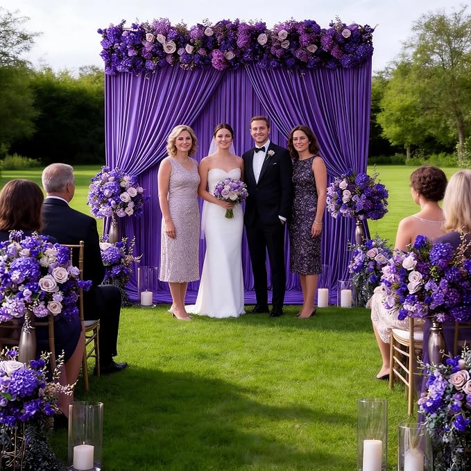 8ftx10ft Wrinkle Free Purple Backdrop Curtain - 10 Feet Photography Backdrop Drapes, Silky Polyester Back Drop Cloth for Wedding Baby Shower Balloon Arch Background - Image 4