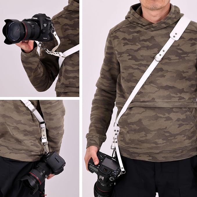 Padwa Lifestyle White Single Camera Harness Strap for One Camera - Professional Single Full Grain Leather Camera Harness with Thick Padded,Quick Release Gear DSLR Camera Straps for Photographers - Image 4