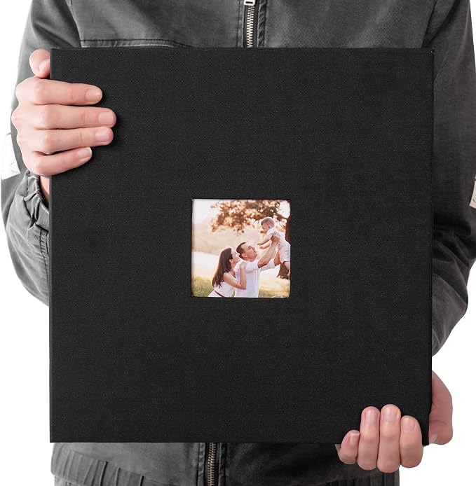 HoneyTolly Large Photo Album Self Adhesive, DIY Scrapbook Album for 600 Photos, 13"x12.6" 120 Pages Linen Cover Memory Book(Black) - Image 7