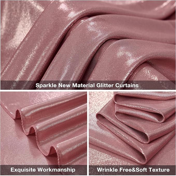 10x10FT Rose Gold Sequin Backdrop Curtain for Party - 2 Panels 5x10FT Wrinkle-Free Shimmer Drapes for Birthday, Wedding, Christmas, Decorations & Photography - Image 6