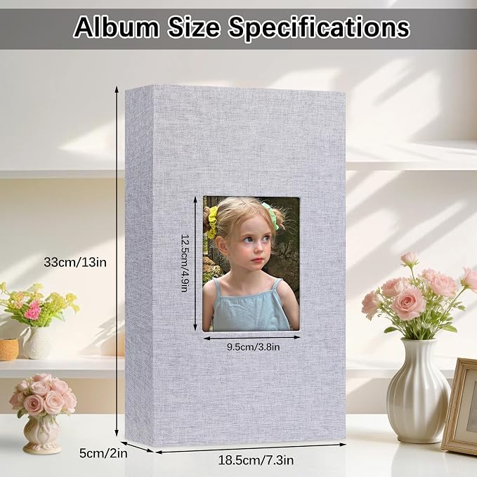 Aevdor 2 Pack 4x6 Photo Albums, Holds 600 Photos, Linen Cover, Grey | Linen Hardcover, Slip-In Pockets, Acid-Free & PVC-Free, Store Wedding Baby Vacation Memories - Image 7