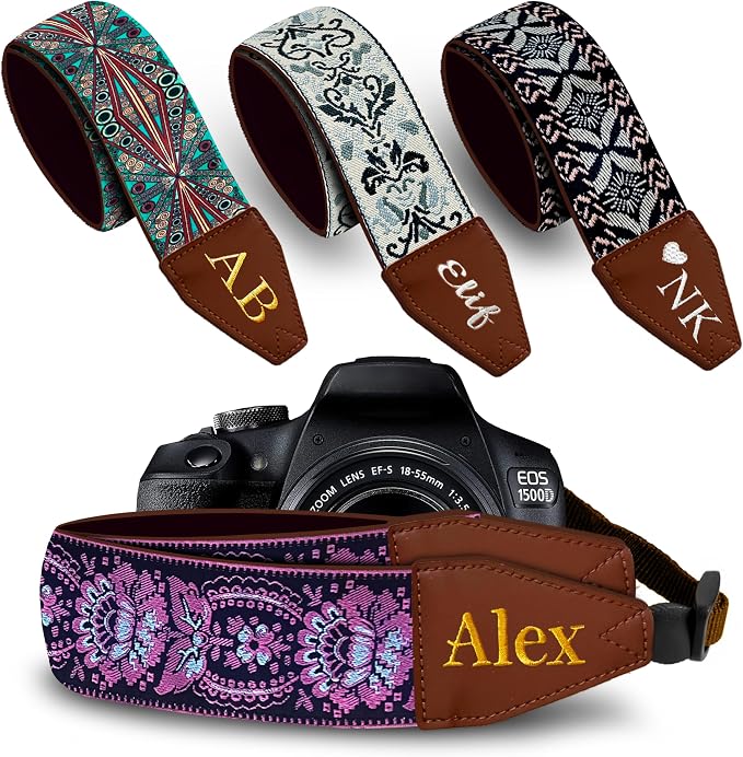 Art Tribute Custom Camera Strap Retro Pink - Add Your Text and We Make It Especially For You Get Your Own Personalized Gift Camera Strap, No Shipping Cost! by ArtTribute