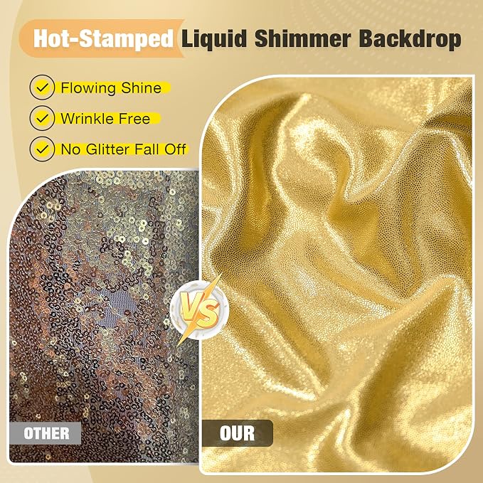 20x10FT Gold Sequin Backdrop Curtain for Party - 4 Panels 5x10FT Wrinkle-Free Shimmer Drapes for Birthday, Wedding, Christmas, Decorations & Photography - Image 2