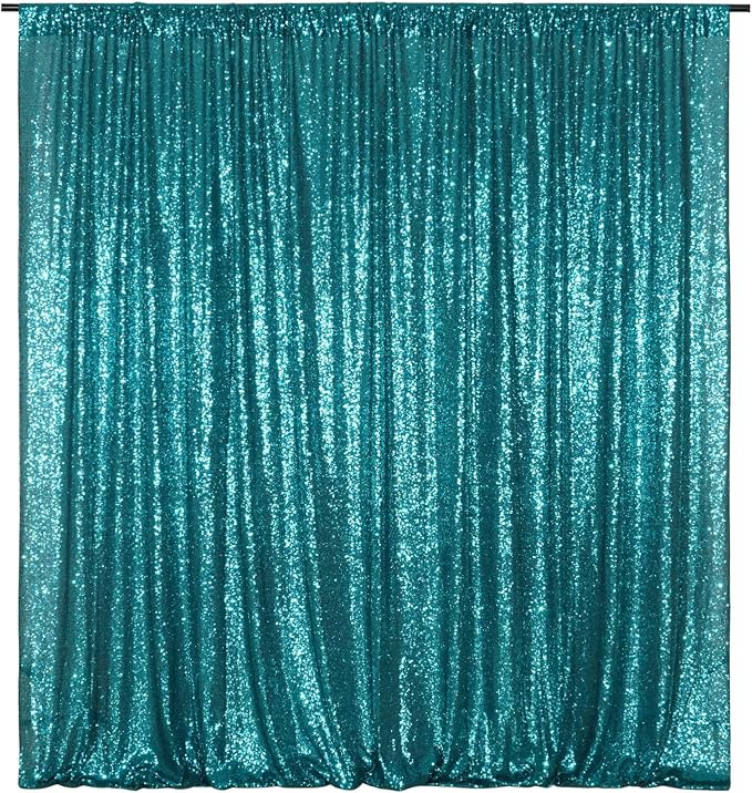 Poise3EHome Teal Sequin Backdrop,8FT x 10FT Sequin Photography Backdrop Curtain for Party Decoration by Poise3EHome