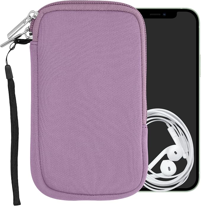 kwmobile Universal Phone Pouch Size M - 5.5" - Neoprene Smartphone Pouch with Zip - Water-Repellent Mobile Phone Case - Sleeve in Lavender - Image 5