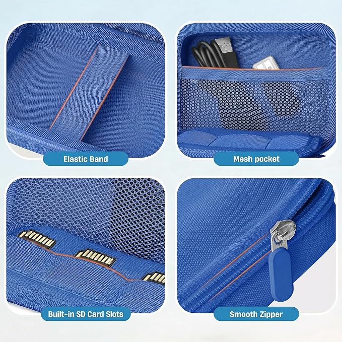 Digital Camera Case for CAMKORY/KODAK PIXPRO FZ45/FZ55/Canon IXUS 285 HS/AbergBest/Sony DSCW800/DSCW830 - Small Travel Compact Camera Holder with Mesh Pocket for SD Card & Accessories (Royal Blue) - Image 5
