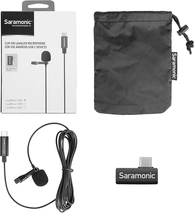 Saramonic LavMicro U3A USB-C Lavalier Microphone, Android, new iPad, Computers & More with 6.6' Cable & 90˚ Adapter for Vlogging, Interviews, YouTube, TikTok, Live Streaming | Omnidirectional lavalier with USB-C connector and 6.6-foot cable for vloggin... - Image 2