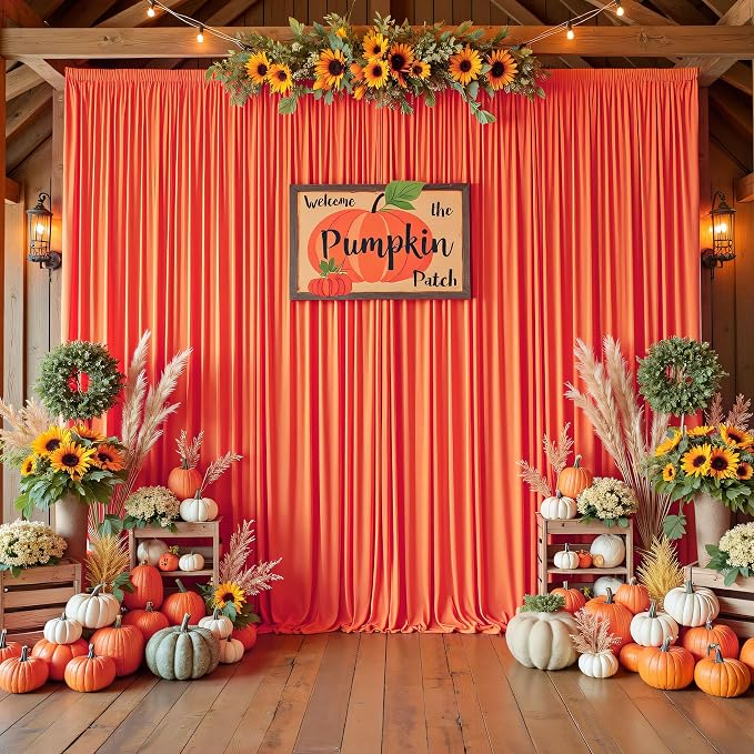 20ftx10ft Wrinkle Free Orange Backdrop Curtains for Parties, Silky Polyester Photo Backdrop Drapes 4 Panels 5x10ft Back Drop Cloth for Wedding Birthday Baby Shower Photography Background - Image 7