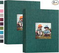 Mublalbum 2 Pack Small Photo Album 5x7, 52 Pockets, Linen Cover,Dark Green | Linen Cover with Display Window, 52 Vertical Pockets, Portable Mini Picture Book for Artwork Postcards, Picture Storage by Mublalbum