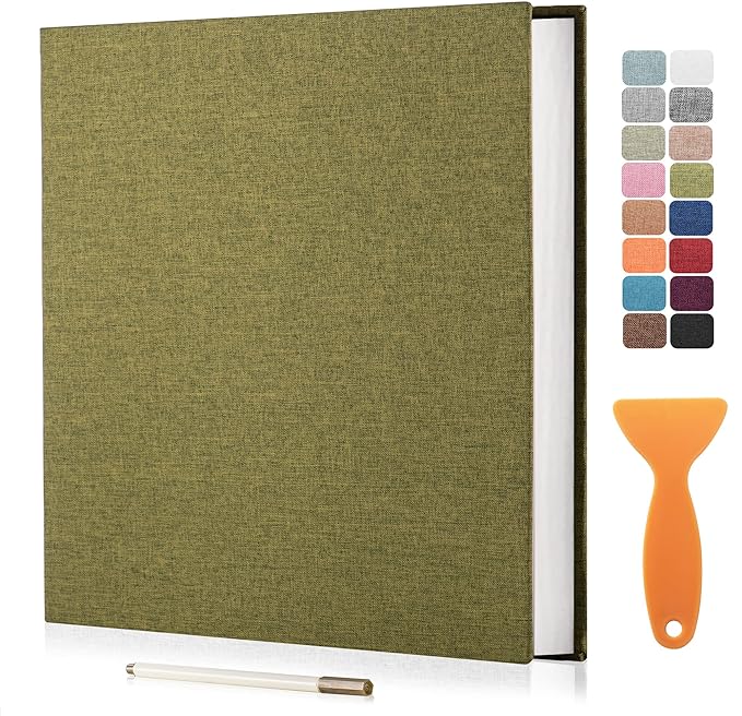 Large Photo Album Scrapbook, Holds 4x6, 8x10 Pictures, Self-Adhesive Pages for Baby, Wedding, Travel & Family Memories, Includes Metallic Pen & Scraper, DIY Memory Book for Gifts 11" X 10.8" 60 Pages by HoneyTolly