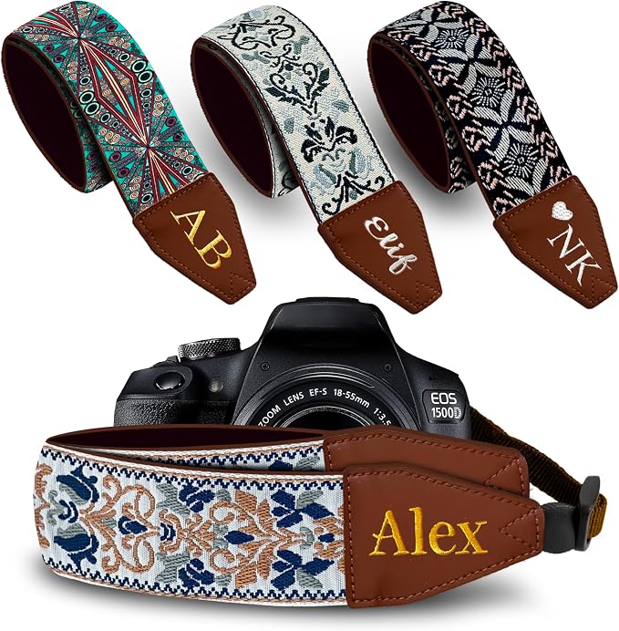 Art Tribute Custom Camera Strap Retro Gold - Add Your Text and We Make It Especially For You Get Your Own Personalized Gift Camera Strap, No Shipping Cost! by ArtTribute