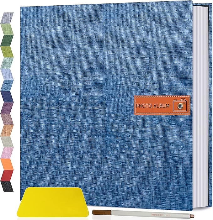 Popotop Large Photo Album Self Adhesive 4x6 5x7 8x10 Scrapbook Album DIY Picture Book,Gifts for Mom,Family Baby and Wedding,with Metal Pen and Plastic Board by Popotop