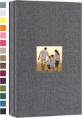 potricher Photo Album 4x6 Pictures, 300 Pockets, Linen Cover, Gray | Linen Cover, Front Window, Large Capacity 4x6 Picture Albums, Photo Book for Family, Wedding, Anniversary, Baby, Keepsake by potricher