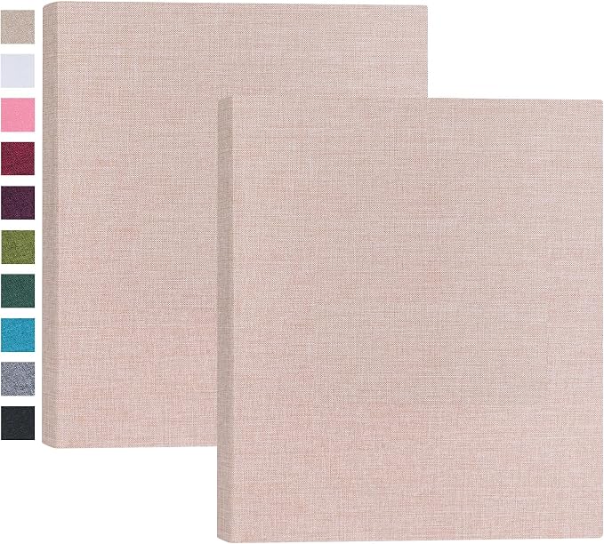 Mublalbum 2 Pack Small 8x10 Photo Album, 52 Pockets, Linen Cover,Beige | Linen Cover, Portable Mini Picture Book, Holds 52 Vertical Pockets for Artwork Postcards, Picture Storage by Mublalbum