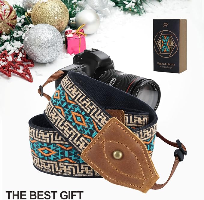 Padwa Lifestyle 2" Wide Classic Crazy Horse Art Cowhide Head Cotton Camera Straps for Photographers - Image 7