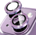 Suoman for iPhone 14 6.1 inch / 14 Plus 6.7 inch Camera Lens Protector, 9H Tempered Glass Film, Metal Frosted Independent Protective Cover [Glitter Diamonds]- Purple by Suoman
