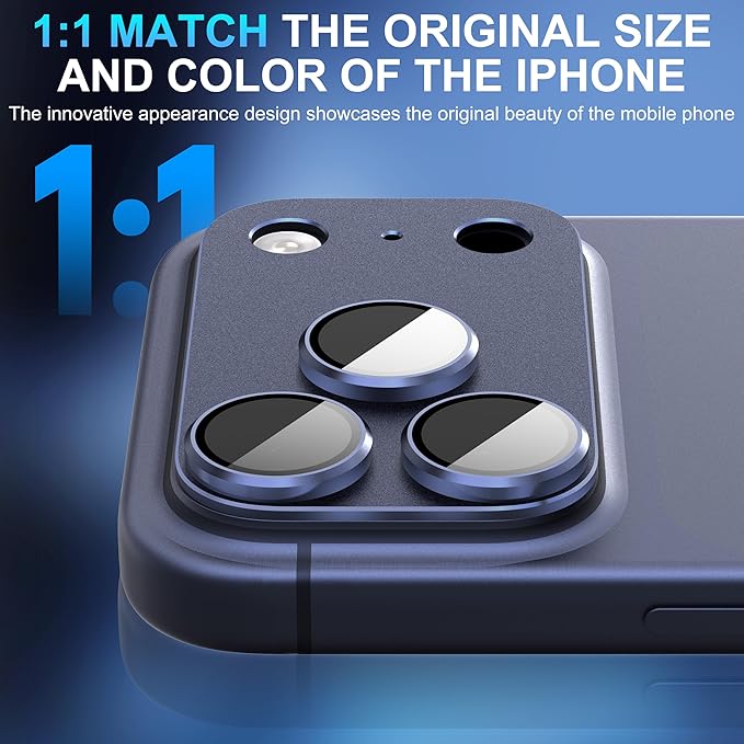 Suoman for iPhone 17 Pro Camera Lens Protector-Dark Blue | [All-in-one Frosted] [Strong-Adhesion] Metal Frame Tempered Glass Camera Lens Cover - Image 3