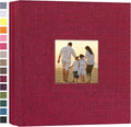 potricher Photo Album 4x6 Pictures, 200 Pockets, Linen Cover, Red | Linen Cover, Front Window, Large Capacity 4x6 Picture Albums, Photo Book for Family, Wedding, Anniversary, Baby, Keepsake by potricher