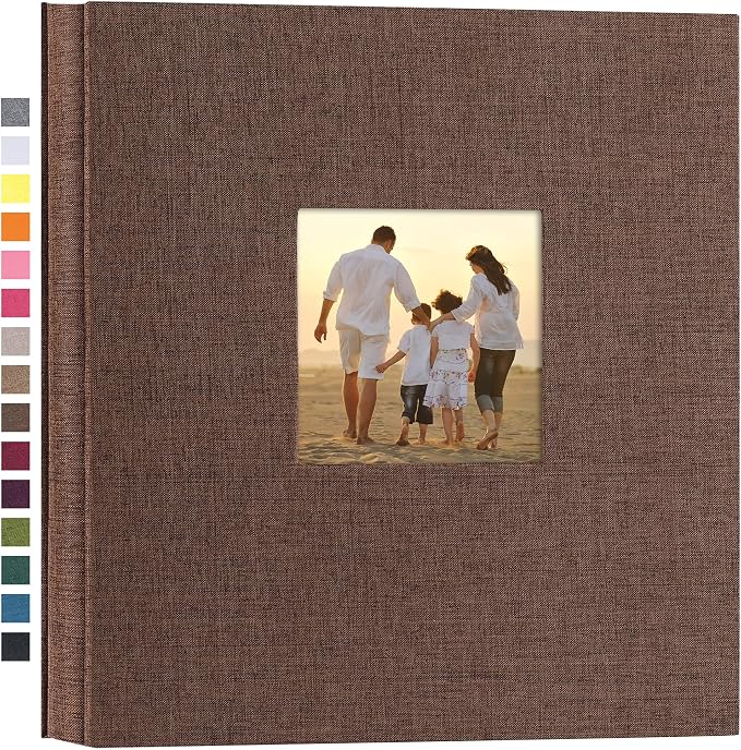 potricher Photo Album 4x6 Pictures, 600 Pockets, Linen Cover, Brown | Linen Cover, Front Window, Large Capacity 4x6 Picture Albums, Photo Book for Family, Wedding, Anniversary, Baby, Keepsake by potricher