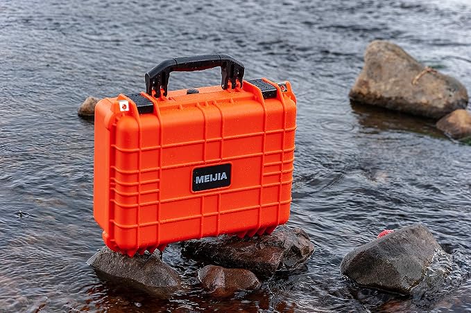 MEIJIA All Weather IP67 Waterproof Hard Camera Case,Hard Protective Case,Hard Case with Customizable Foam,Fit Use of Drones,Camera,Equipments,Pistols(Orange,15.98x12.99x6.85inches) - Image 9