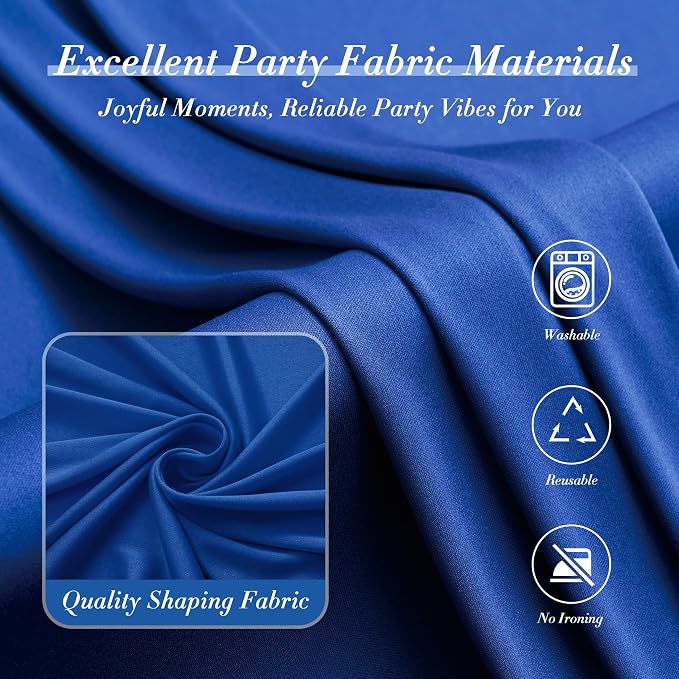 40ft x 10ft Wrinkle Free Royal Blue Backdrop Curtain for Party, Polyester Royal Blue Photo Backdrop Drapes 8 Panels 5x10ft for Birthday Photography Background Weddings Baby Shower Party - Image 8