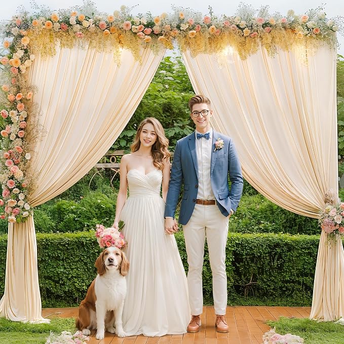 Deep Champagne Backdrop Curtain 4 Panels-Wrinkle-Free Curtains Polyester Photography Drapes for Baby Shower Birthday Party Photo Background Backdrop Stand- 16 X10FT (Champagne) - Image 5
